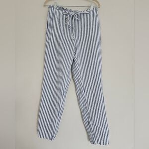 Beach Lunch Lounge Striped Cotton Linen Blend Pants Medium Summer